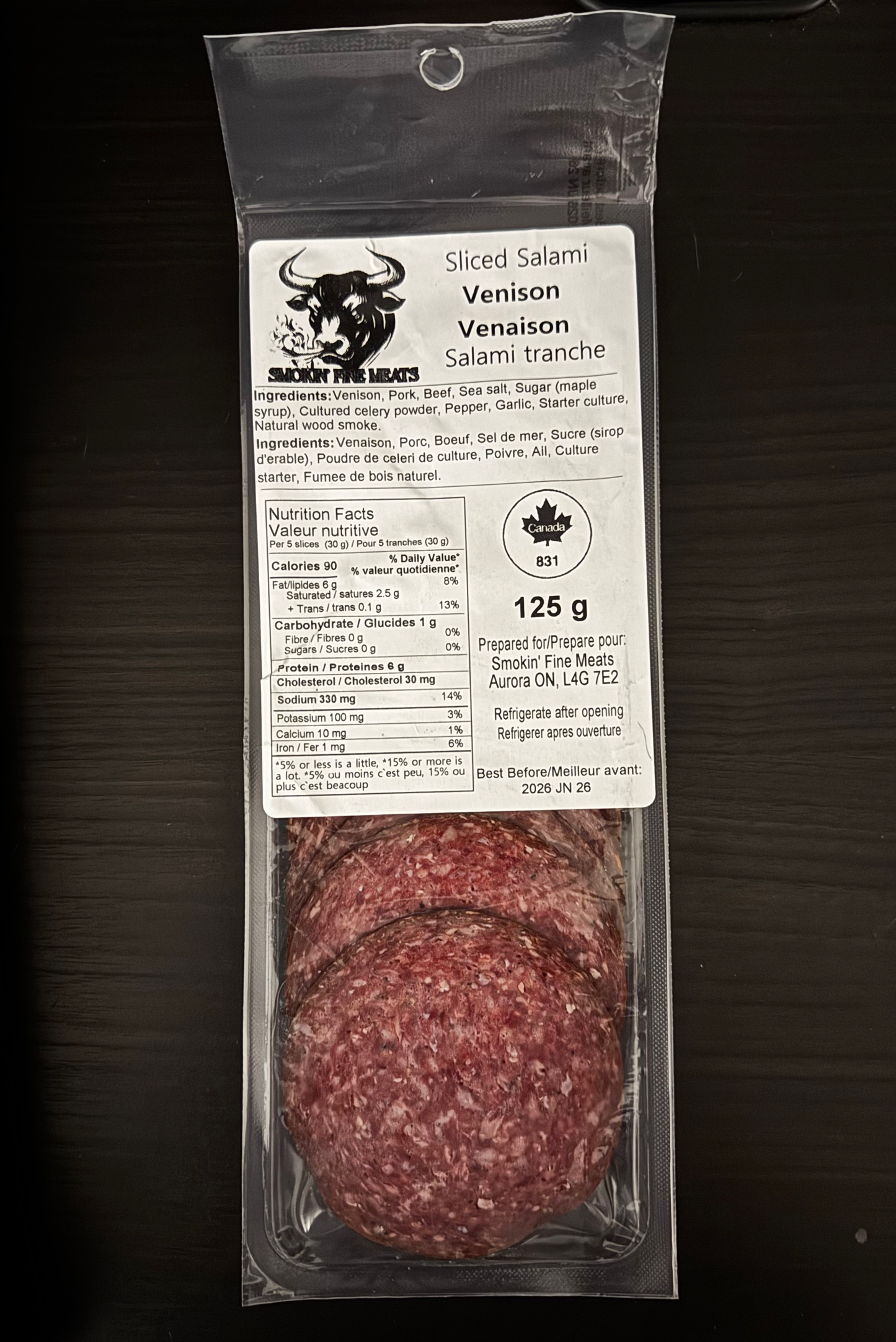 Venison Salami Sliced